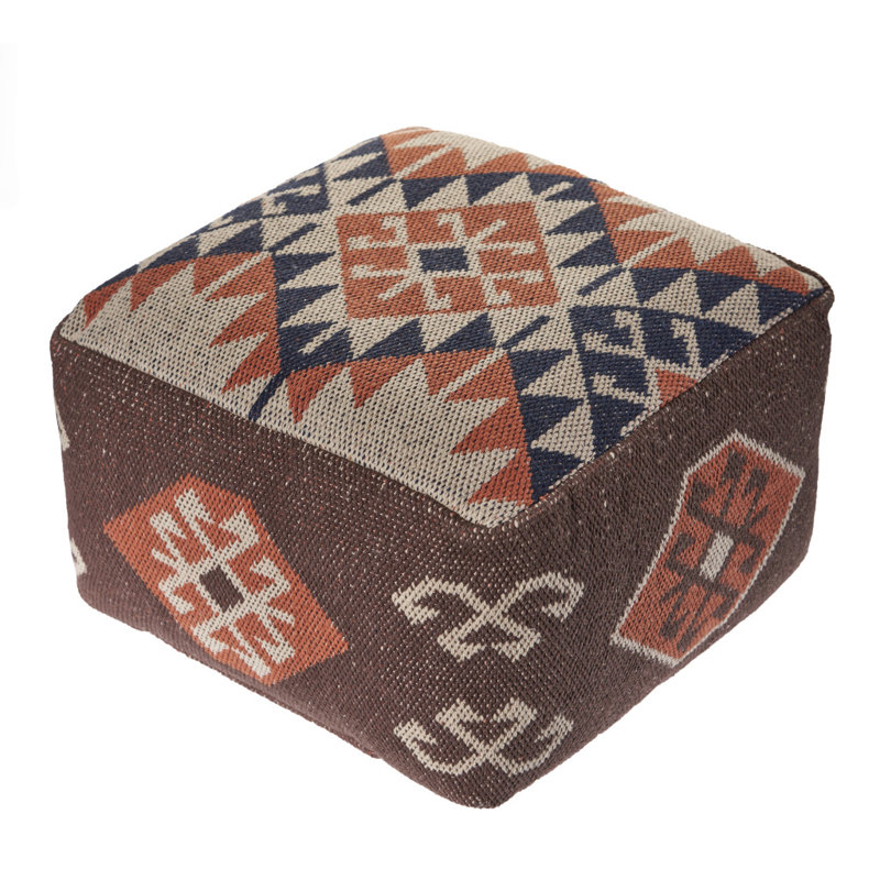 Rhine Southwestern Geometric Hand-Made Square Ottoman Pouf