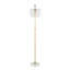 Lampe sur pied de 63 po en métal blanc et or avec abat-jour en lin blanc Leslie