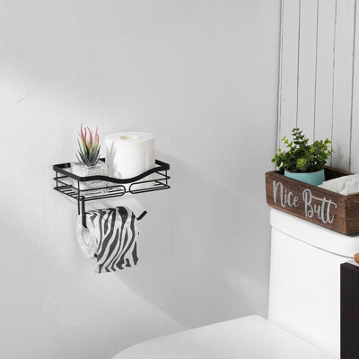 Rustic Farmhouse Toilet Paper Holder with Shelf - Farmhouse Bathroom Rustic Country Decor -  Kiflic, L0CGZQT5SP