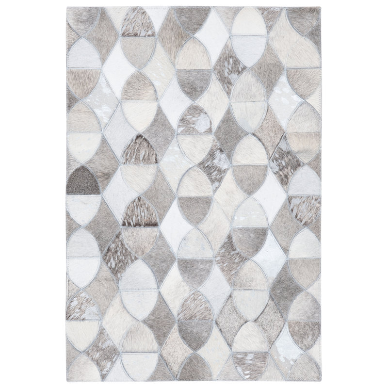 Tapis ivoire / gris à tissage plat Abbie-Lei, Rectangle 3 pi x 5 pi