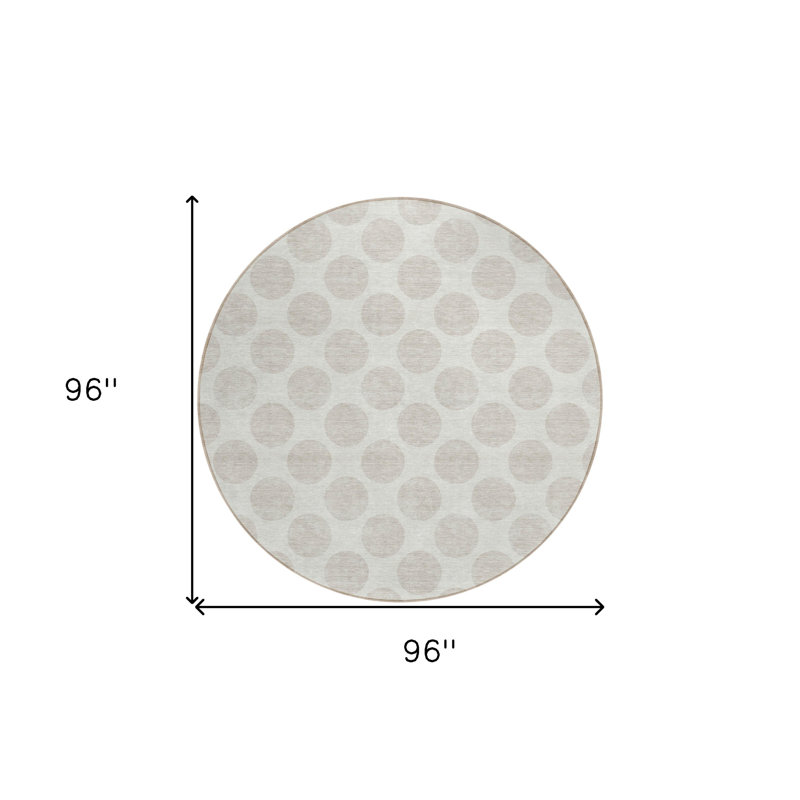 Tapis rond ivoire intérieur lavable à pois 8 pi