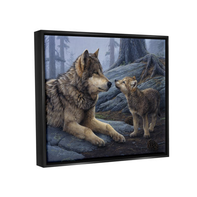 «Loon Peak® Wolf & Cub Woodland Forest», art mural sur toile flottante par Daniel Smith