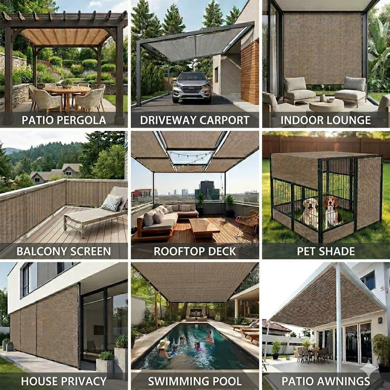 Auvent 90% toile de parasol en toile d'ombrage - écran d'intimité résistant au vent avec œillets en acier inoxydable renforcé pour la terrasse, la cour et la terrasse