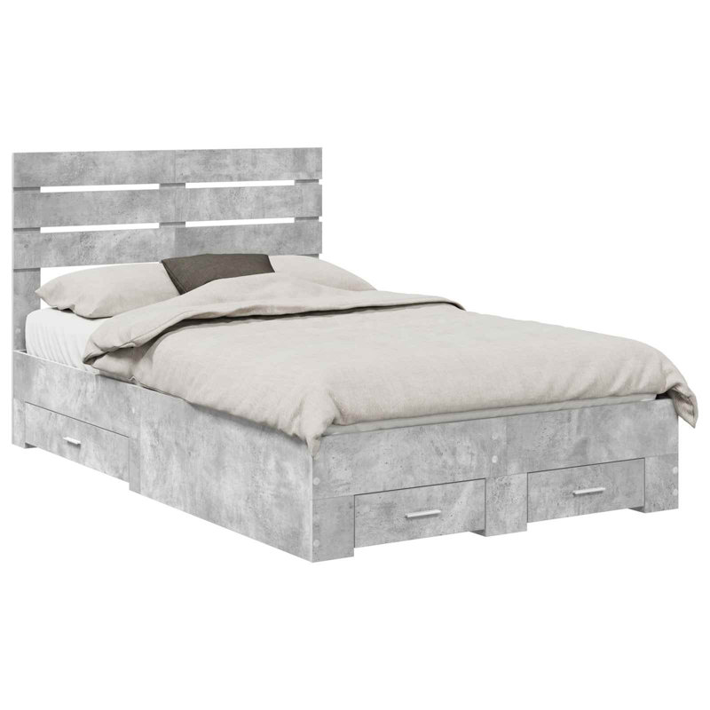 Bed, European Double (140 x 200 cm), Concrete Grey
