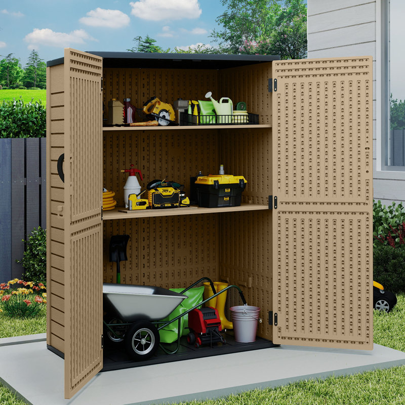 4.4 Ft. W X 2.3 Ft. D Outdoor Resin Vertical Storage Shed, Brown