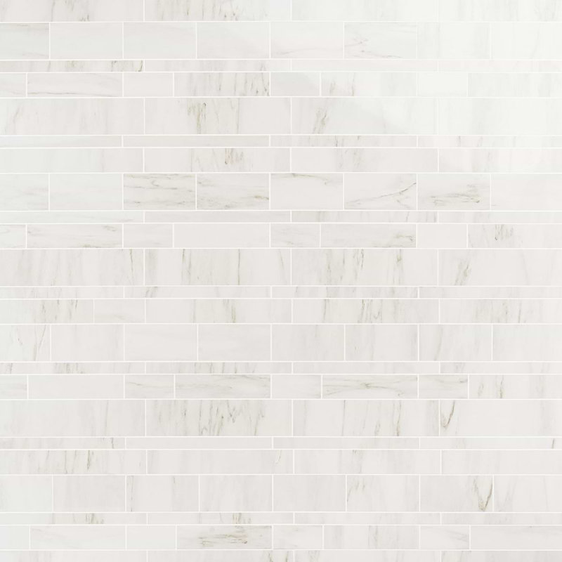 Dreamstone Railroad Porcelain Mosaic, Dolomite Snow Polished
