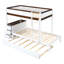 Lit simple superposé simple avec lit gigogne simple, rangement et bureau, blanc et noyer