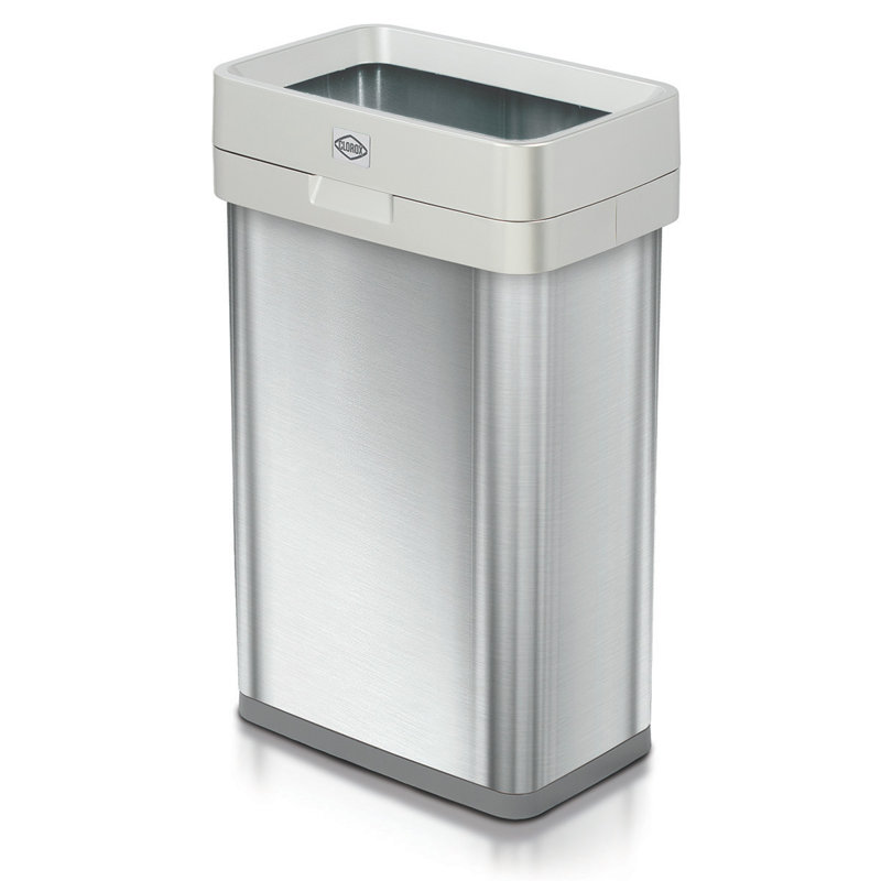 Poubelle à couvercle ouvert en acier inoxydable 13 gallons avec protection contre les odeurs Clorox ™ Clorox ™, Argent argent