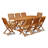 9 Piece Patio Garden Table Set Includes an Oval Outdoor Acacia Wood Dining Table and 2 Folding Arm Chairs with 6 Side Chairs, Natural Oil-1015551646