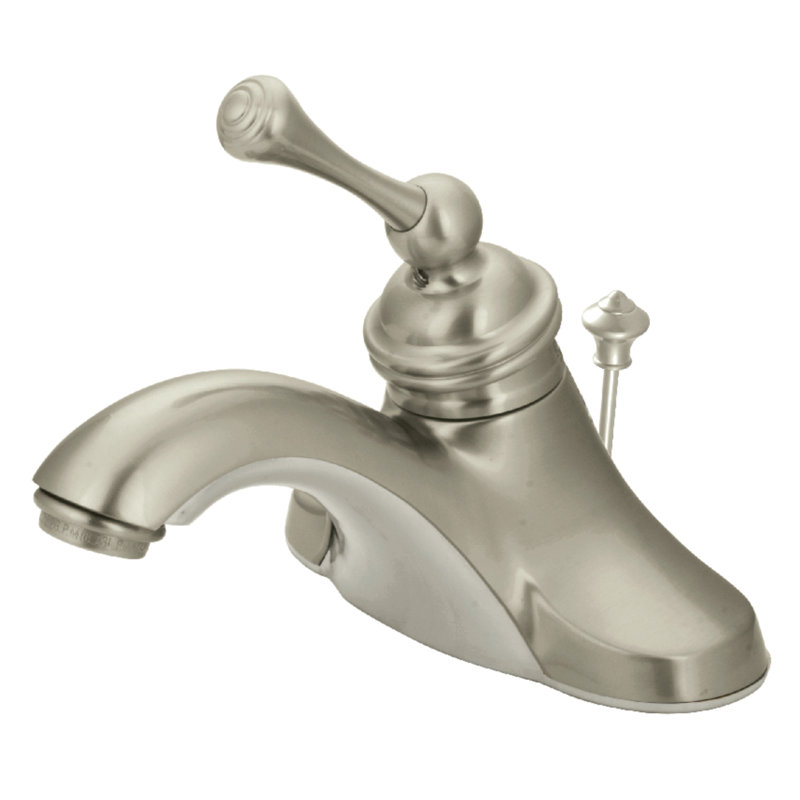 Robinet de salle de bain central à 4 trous à fixation sur le comptoir à 3 trous Kingston, Nickel brossé