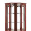 Vitrine 6 tablettes avec lumières, dossier en miroir, armoire d'angle lumineuse réglable, miroir, tablettes, cerisier-417997549
