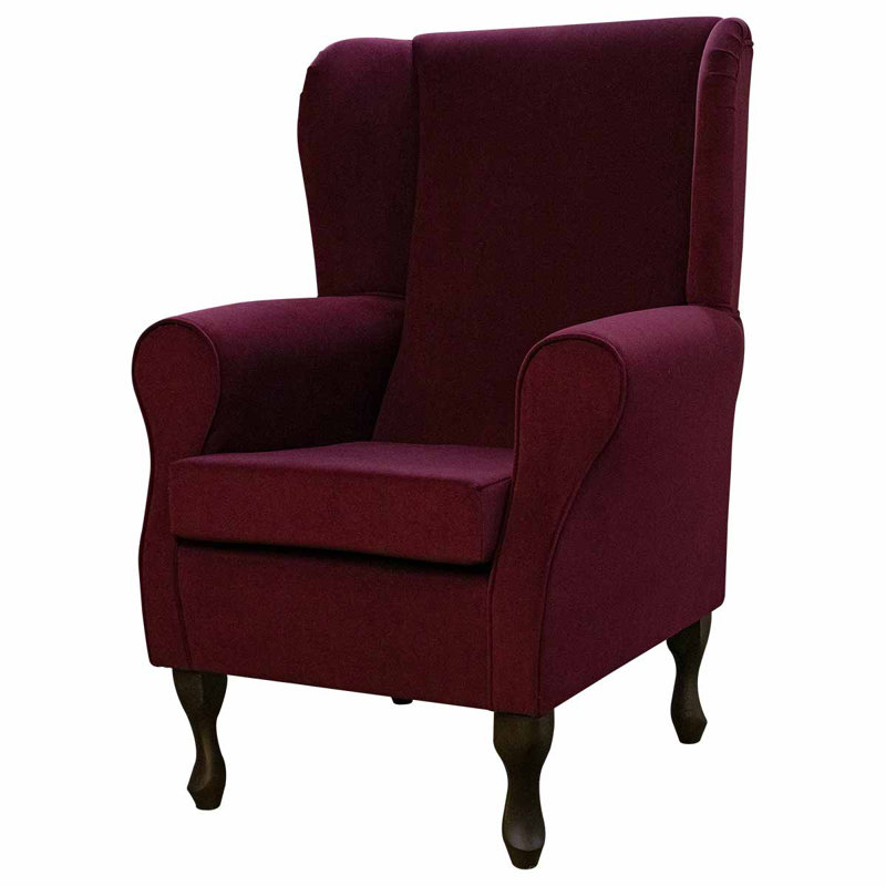 74cm Wide Tufted Velvet Wingback Chair, Burgundy