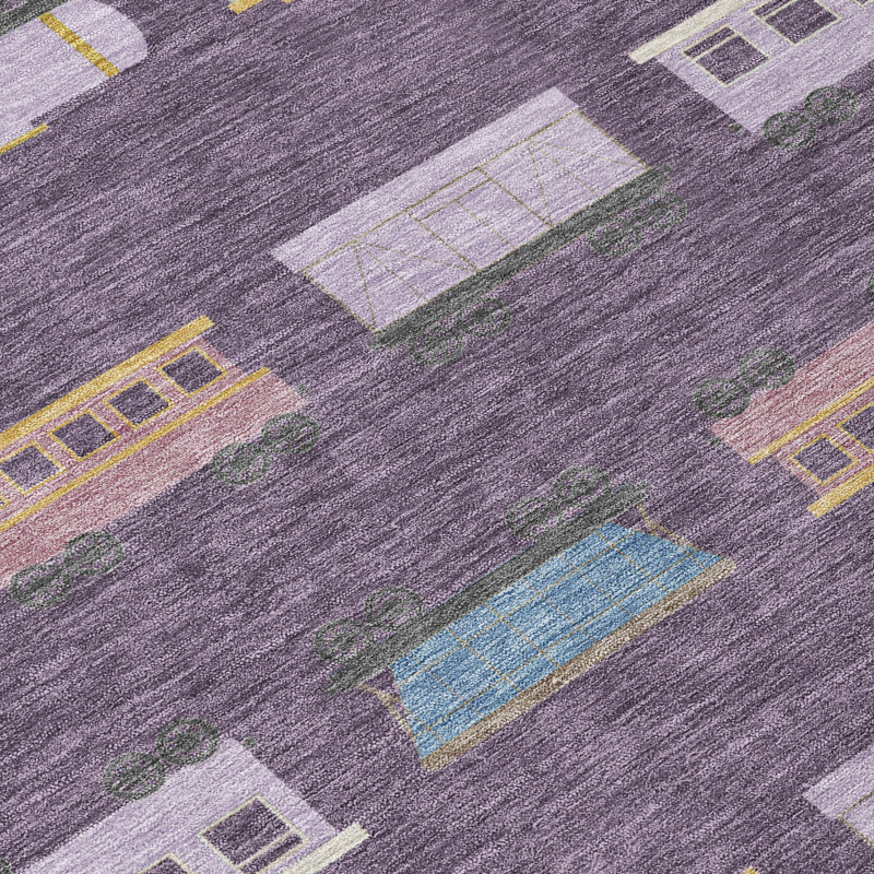 Tapis intérieur / extérieur lavable à la machine pour enfants ACN2621, Prune, 2 pi 6 po x 3 pi 10 po