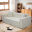 Canapé moderne 3 places avec sac de charge et de rangement: velours de lin blanc pour le salon, chambre à coucher, lit d'appoint - revêtement moelleux, siège rembourré, chambre à coucher-289808816-289808829