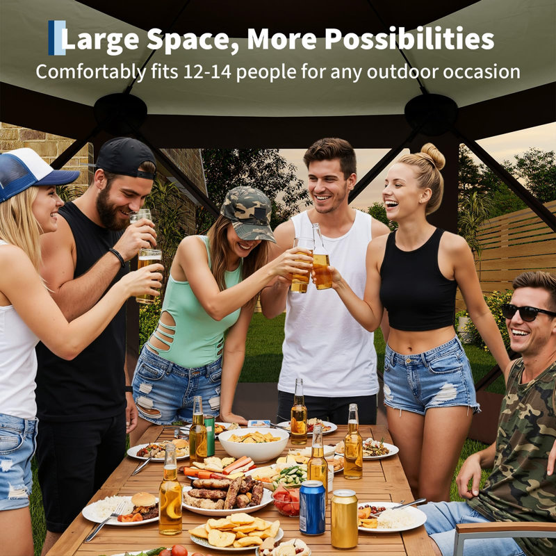 13x13FT Hexagonal Folding Gazebo, Brown