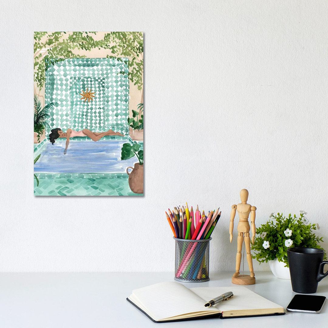 Poolside Siesta von Sabina Fenn - Galerie-umwickelte Leinwand Giclée auf Leinwand