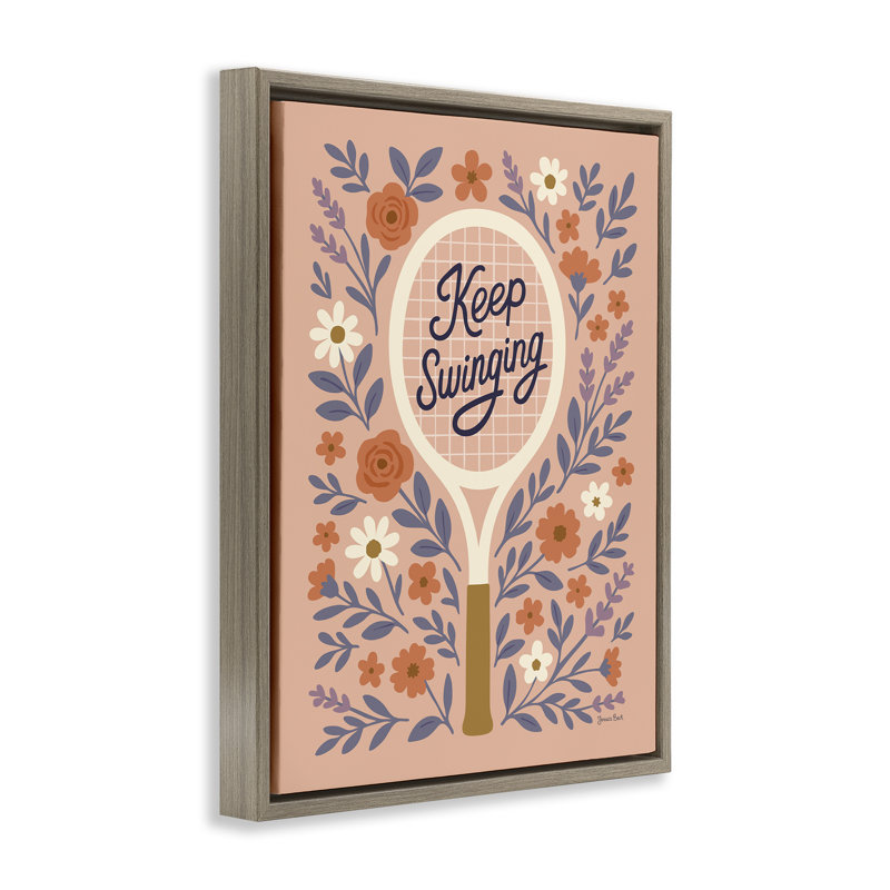 Cadre de tennis flottant Keep Keeping Floral, design par Jessica Beck, Montalcino orme flottant encadré, H 31 po x l 25 po