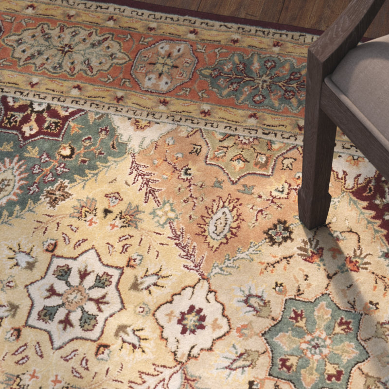 Heine Handmade Wool Red/Rust Rug, Rectangle 3' x 5'