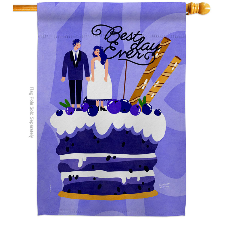 Double Sided 40'' H x 28'' W Polyester Wedding House Flag