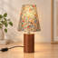 Lampe de table en noyer avec abat-jour en tissu à motif floral, petite lampe de chevet de 33 cm pour chambre, table de chevet et salon