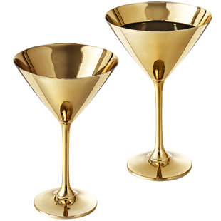Orren Ellis Loutros Stemless Martini Glasses With Chiller Set Of 2