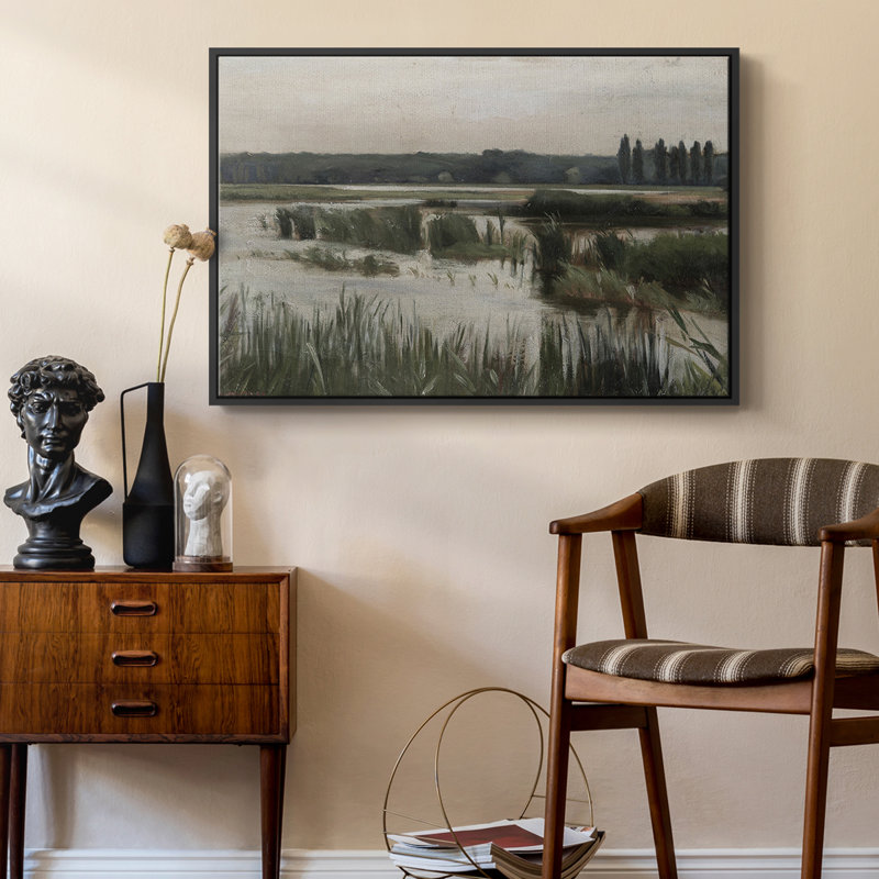 Paysage rétro - XLI, H 17 po x l 25 po x P 2 po, Toile avec cadre flottant noir