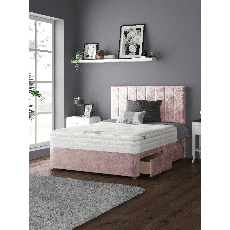 Hedley Upholstered Bed, Kingsize (5'), Pink, No Drawers