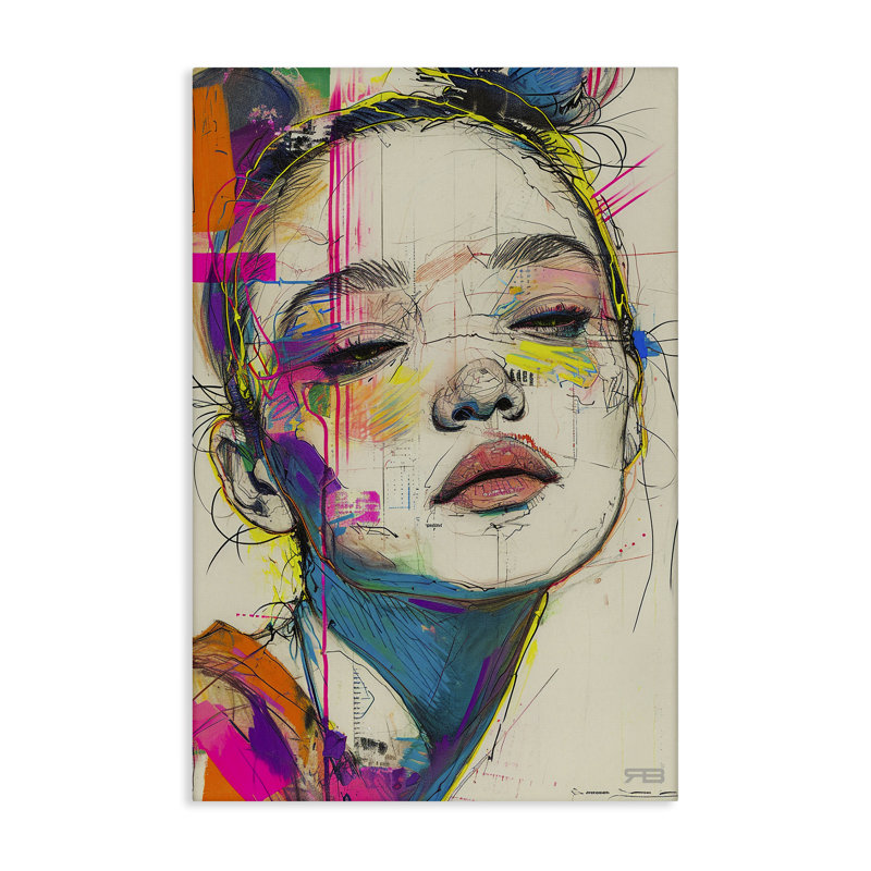 Art mural sur toile à croquis lumineux par Roozbeh Bahramali, H 45 po x l 30 po