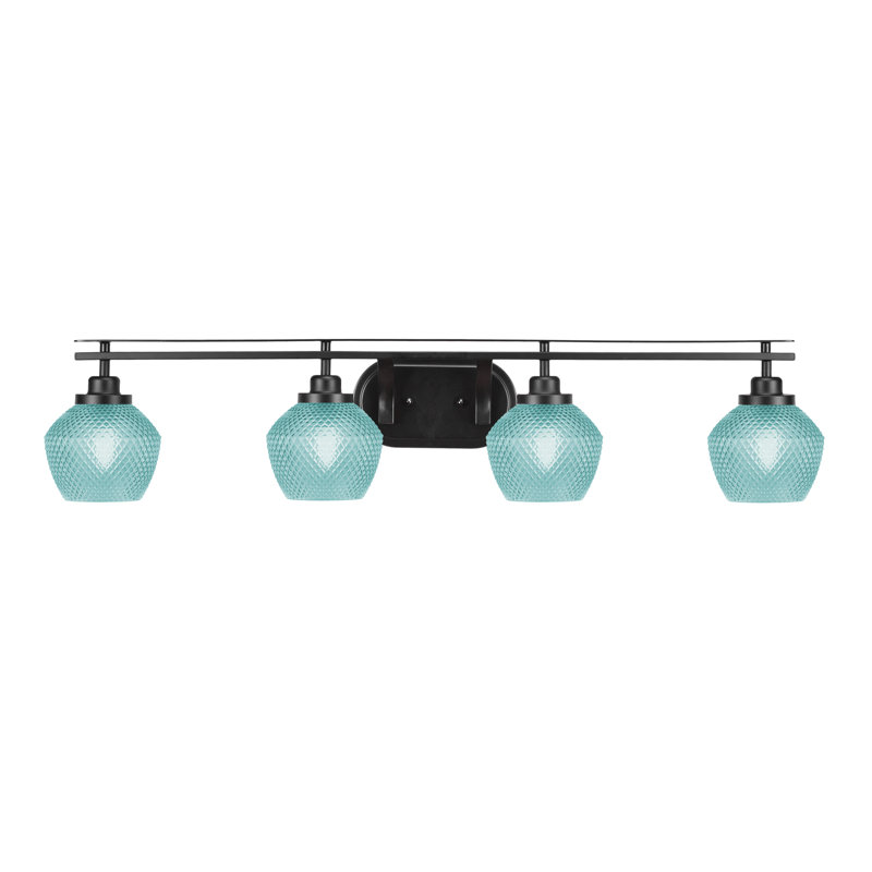 Barre d'éclairage de salle de bain 4 lumières Odyssey, Bleu, Noir mat