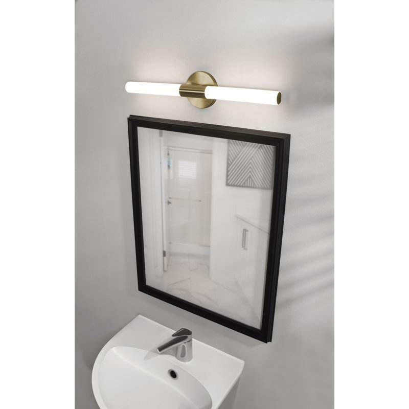 Meuble-lavabo à DEL Dion - 24 po - laiton antique clair, Laiton clair antique, H 5 po x l 24 po x P 2,68 po