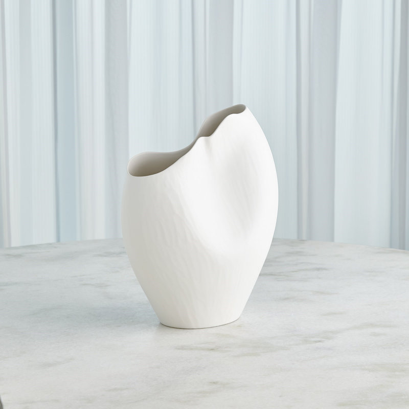 Heimdall Horn Handmade Ceramic Table Vase, 16" H x 14" W x 7" D
