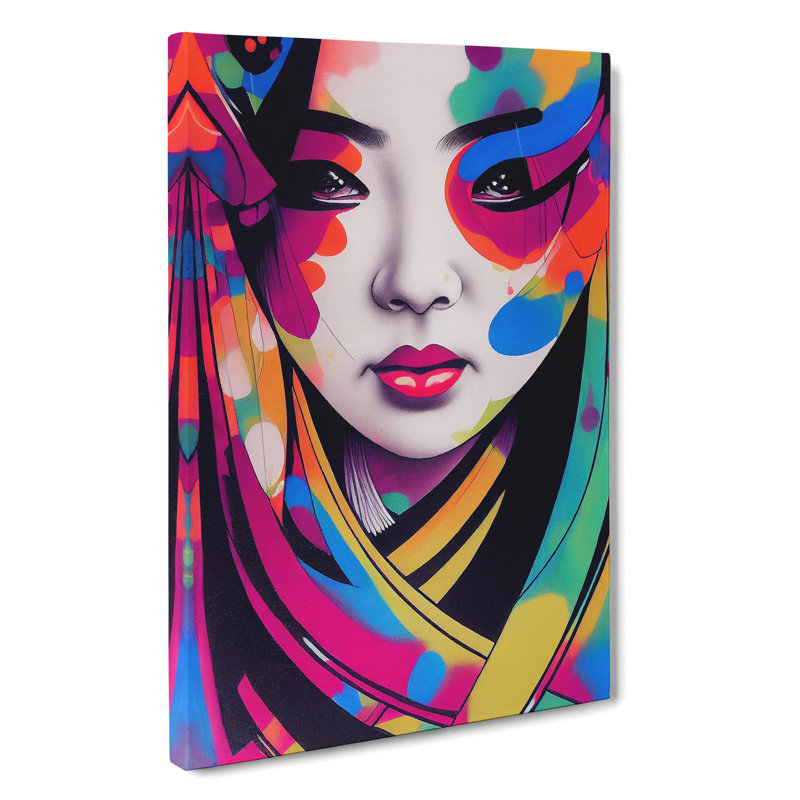 Geisha Dripping Paint No.2 - Wrapped Canvas, 50cm H x 35cm W x 3cm D