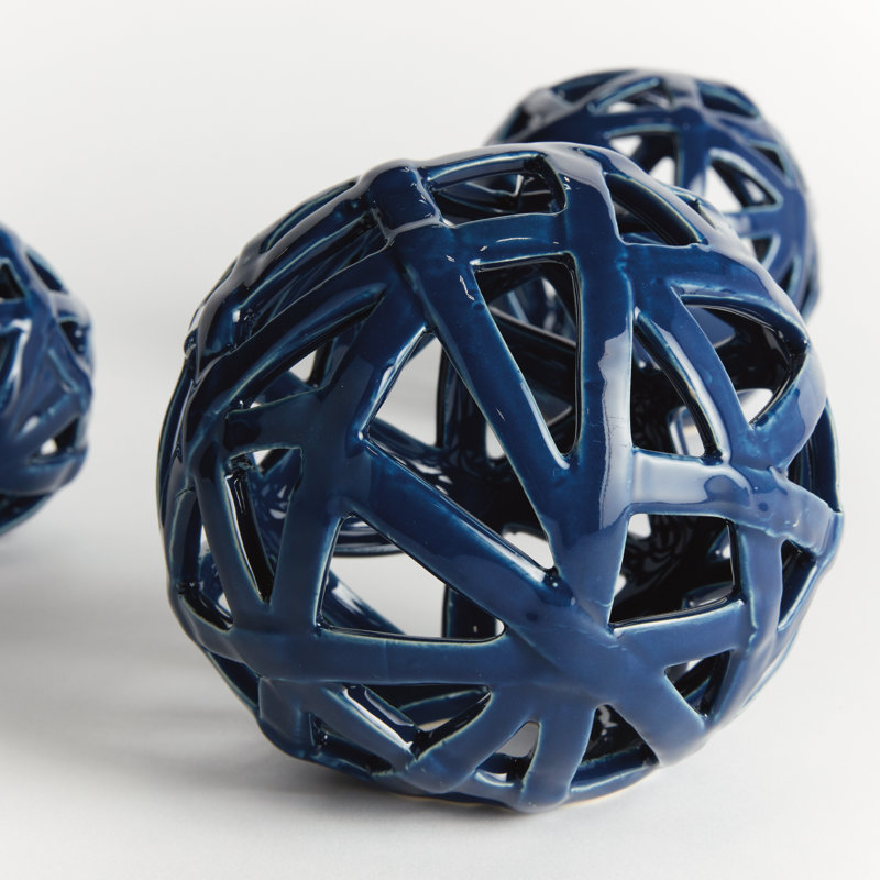 ALICIA METAL ORB, 5" H x 5" W x 5" D, Blue