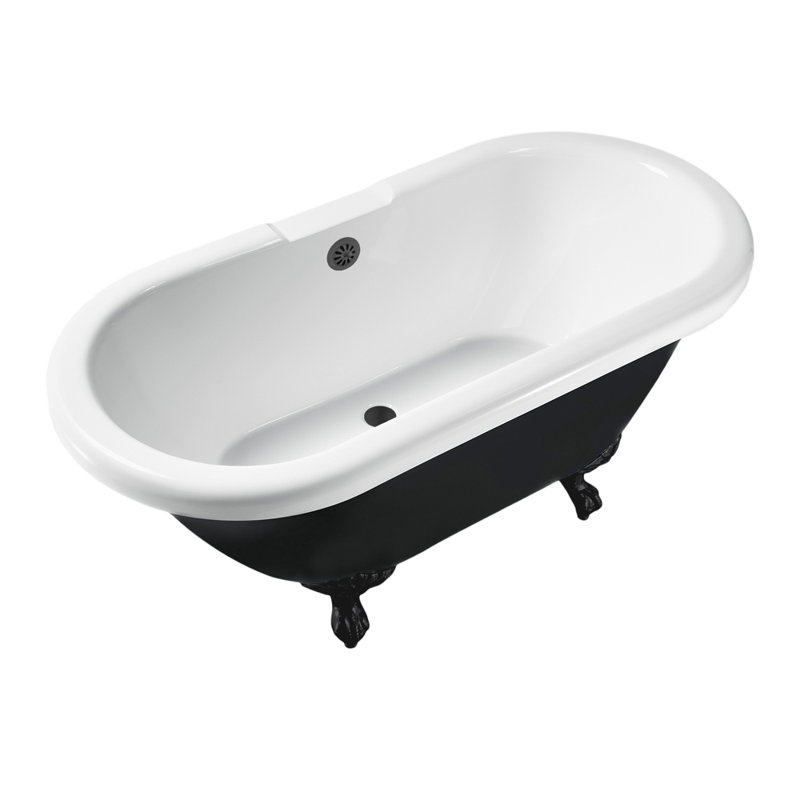 Baignoire de trempage sur pieds 59 po., Noir mat, Noir mat
