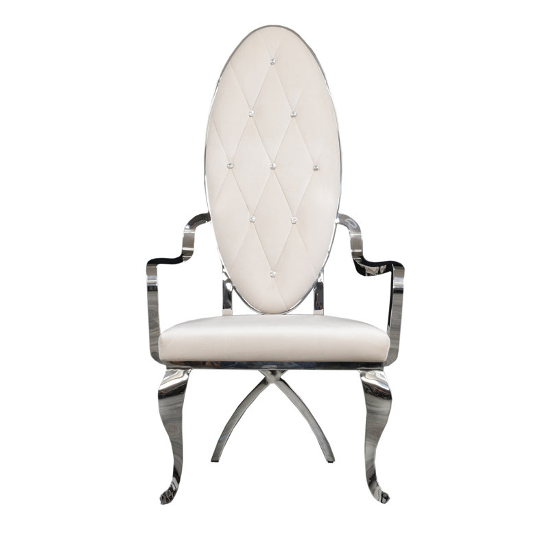 Chaise rembourrée, Blanc, Argent