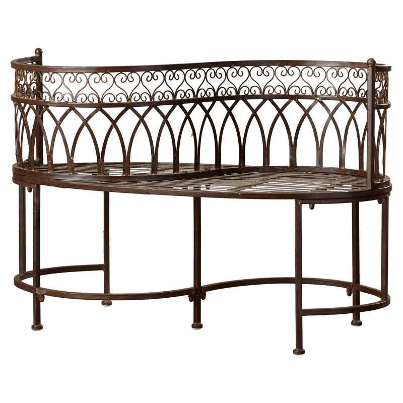 Banc tête-à-tête en fer Yelverton, Brun rustique