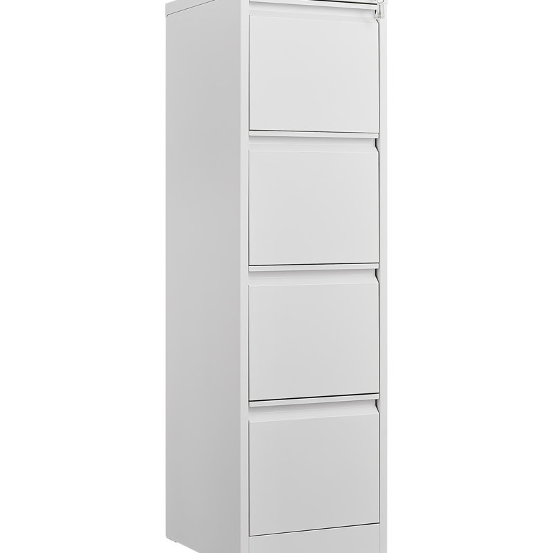 Lockable 4 Metal File Cabinet - Enhances Office Organization Fits A4 Legal/Letter Size White 4 Drawer With Lock And Reliable