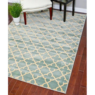 Tapis intérieur / extérieur bleu / beige Alanson Ikat