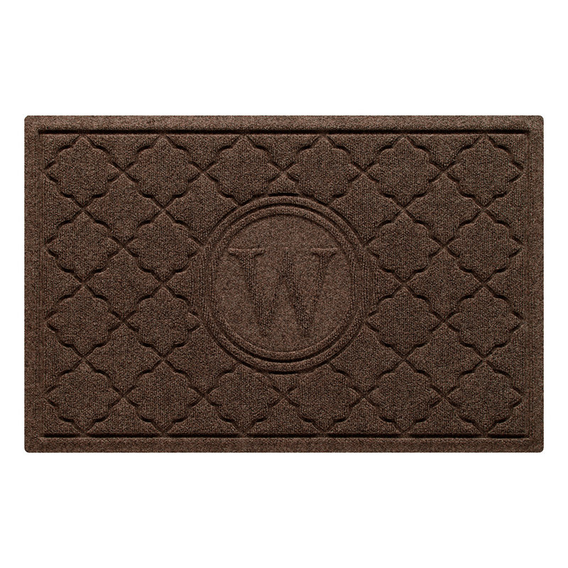 Tapis de porte intérieur et extérieur 35 po x 23 po Waterhog Bombay Monogram, Brun foncé