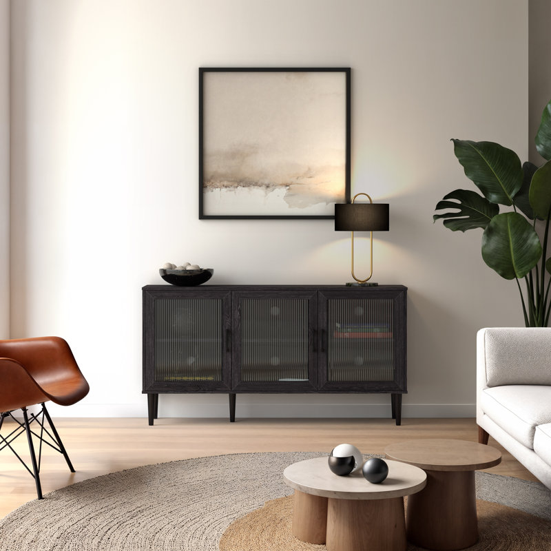 55'' Sideboard with Fluted Glass Doors