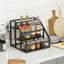 Rangement à 3 niveaux pour le comptoir, la station de café et le rangement de bar au design rustique-792418350