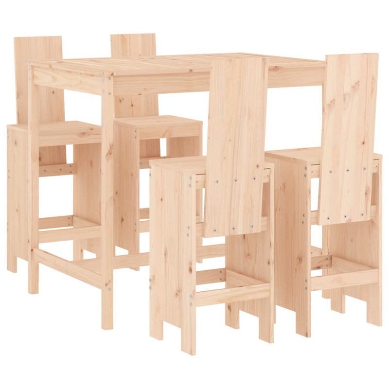 Autiana Brayden Studio Bar Set with Wood Frame and Solid Wood Outer Material, Brown
