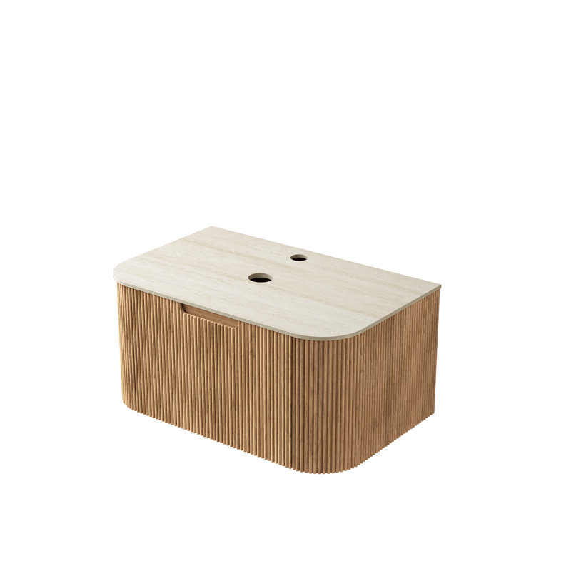 Rangement mural de salle de bain 30 po avec tiroir simple, plateau en pierre frittée romaine, aspect naturel, fabrication en contreplaqué, décor moderne, unité de couleur beige
