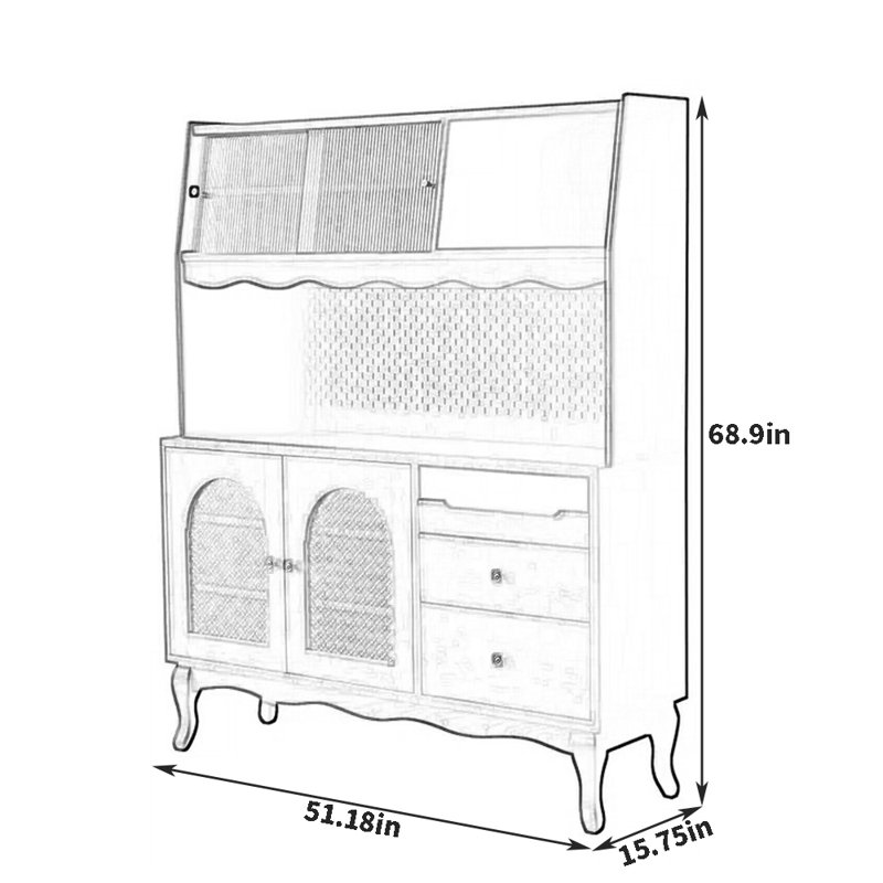 Buffet multifonctionnel de style rétro, Noyer