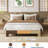 Twin Wooden Platform Bed Frame, Farmhouse Minimalist Design, Reinforced Slats, No Box Spring-116461355-116461353