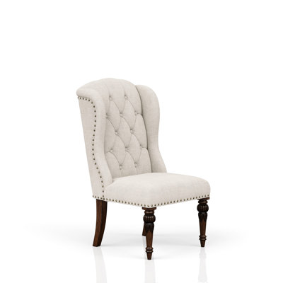Gray Upholstered Wing Host Chair, Traditional Dining Chair With Durability For Dining, Gray, Robustness