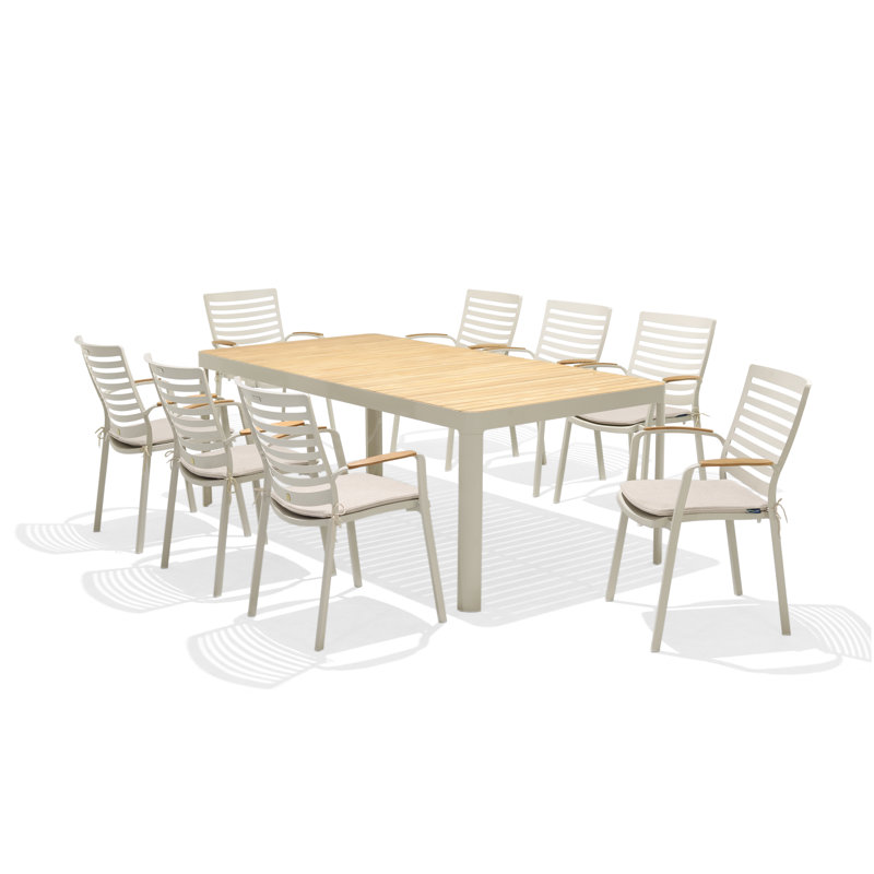 Ensemble de salle à manger rectangulaire pour 8 personnes 82,7 po Paulista, Écru