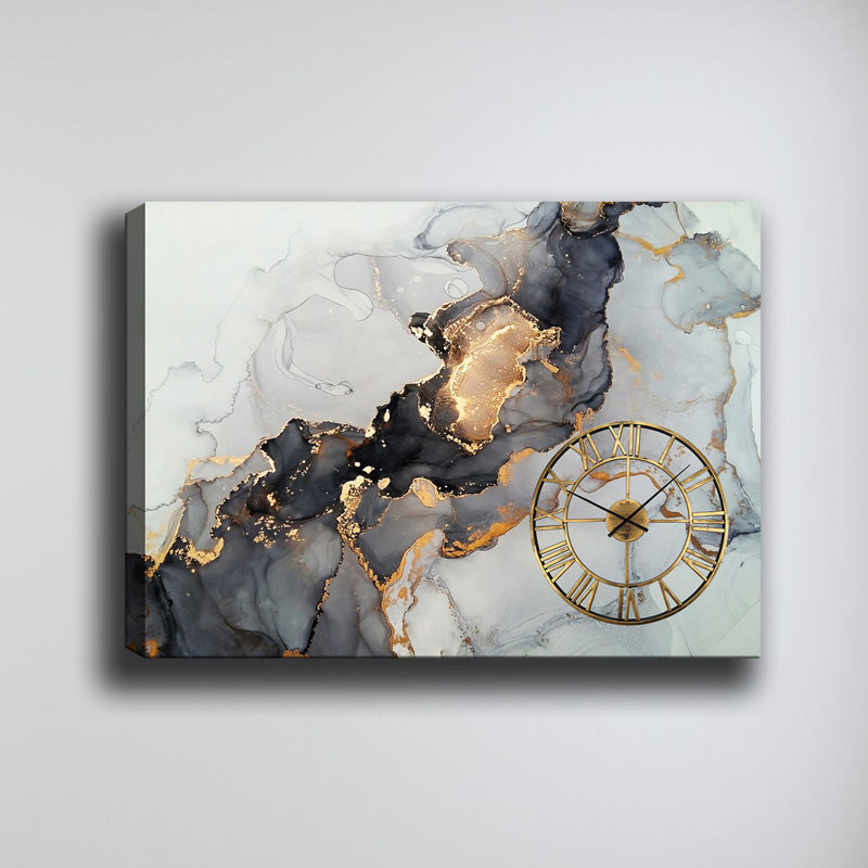 Horloge murale élégante 27,6 po x 39,4 po | Face 100% coton, structure 100% bois (épaisseur: 1,2 po) | Conception écologique sans PVC | Parfait pour le salon, la chambre à coucher ou le bureau