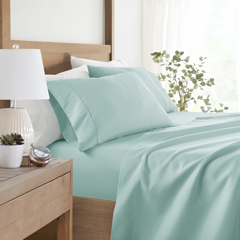 Sheet Set Solid Microfiber Ultra Soft Bedding, California King Sheet Set with 2 Pillowcases, Aqua