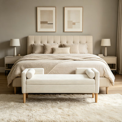 Banc de rangement rembourré Corduroy